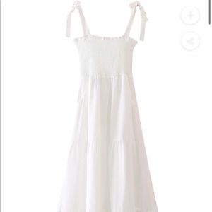 TIED STRAP MIDI DRESS